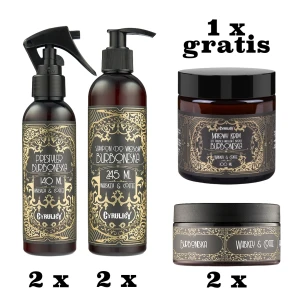 Barberski zestaw do włosów Burboneska (2 x prestyler, 2 x szampon do włosów, 2x glinka + 1 x krem do włosów gratis)